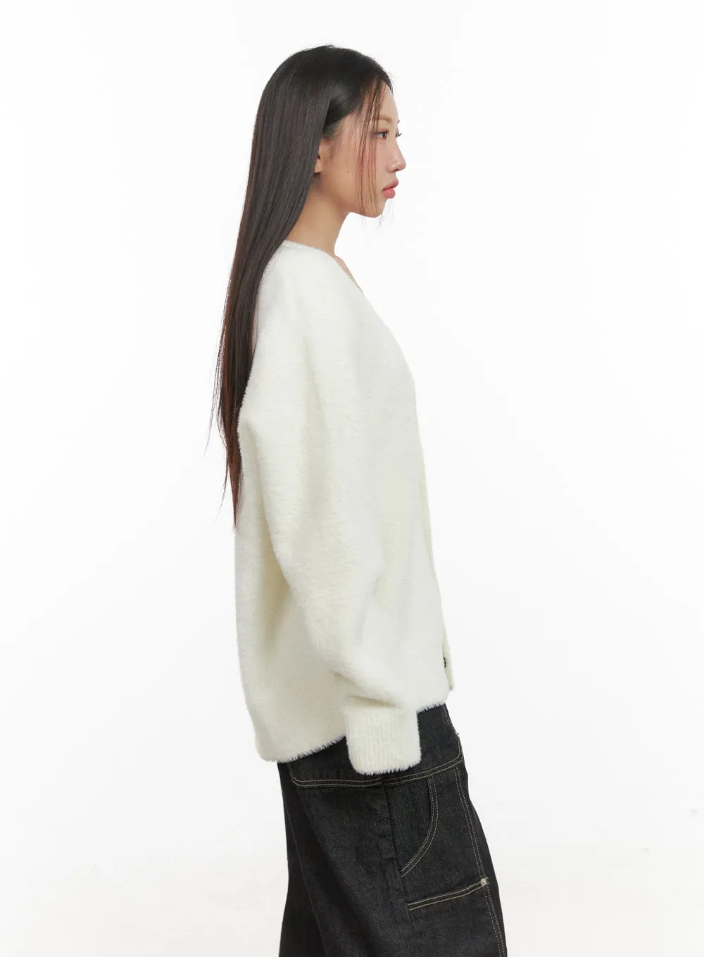 Oversized Solid Knit Cardigan CD411