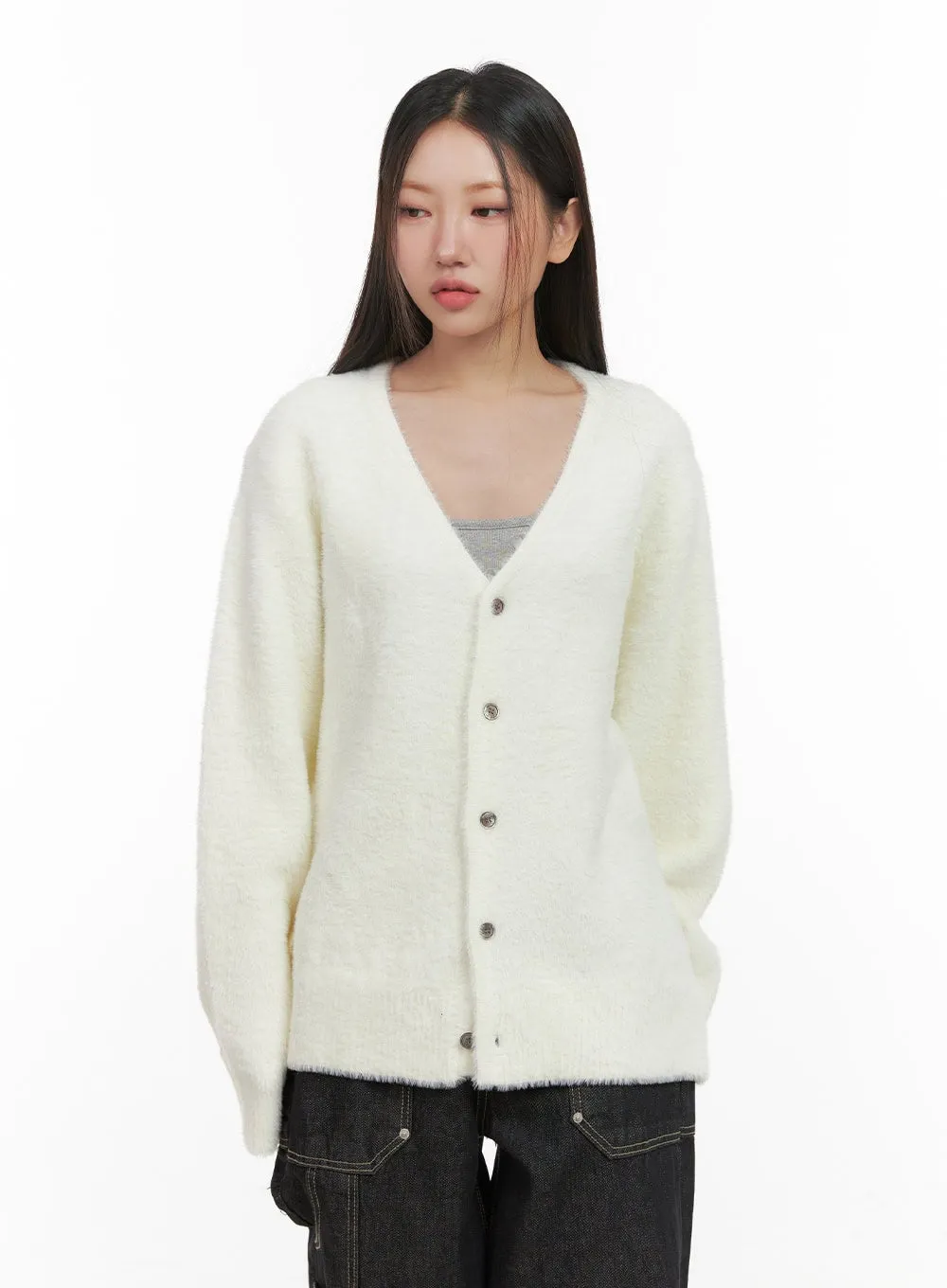 Oversized Solid Knit Cardigan CD411
