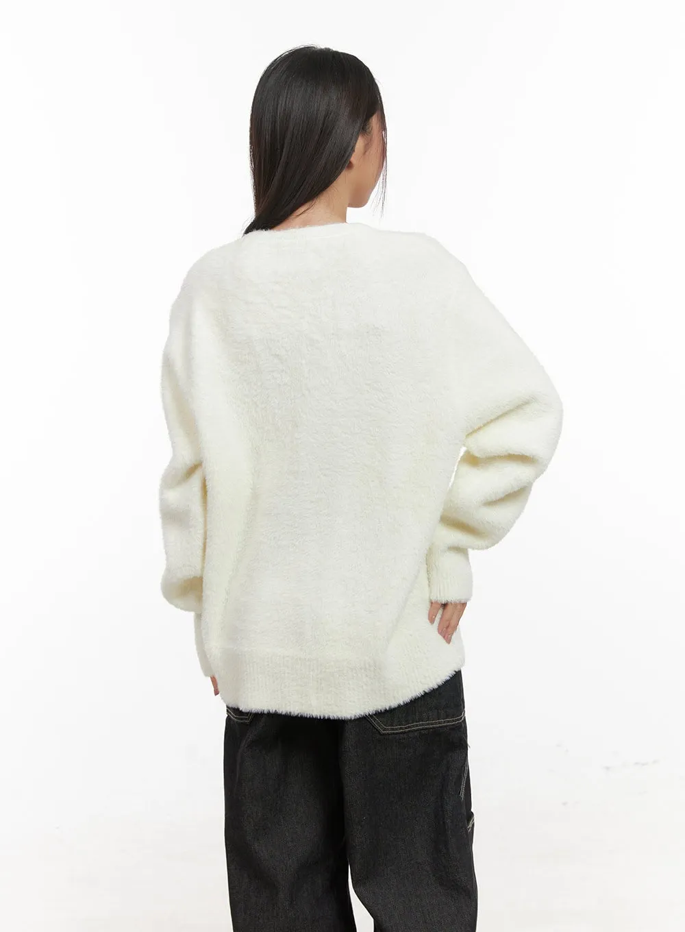 Oversized Solid Knit Cardigan CD411