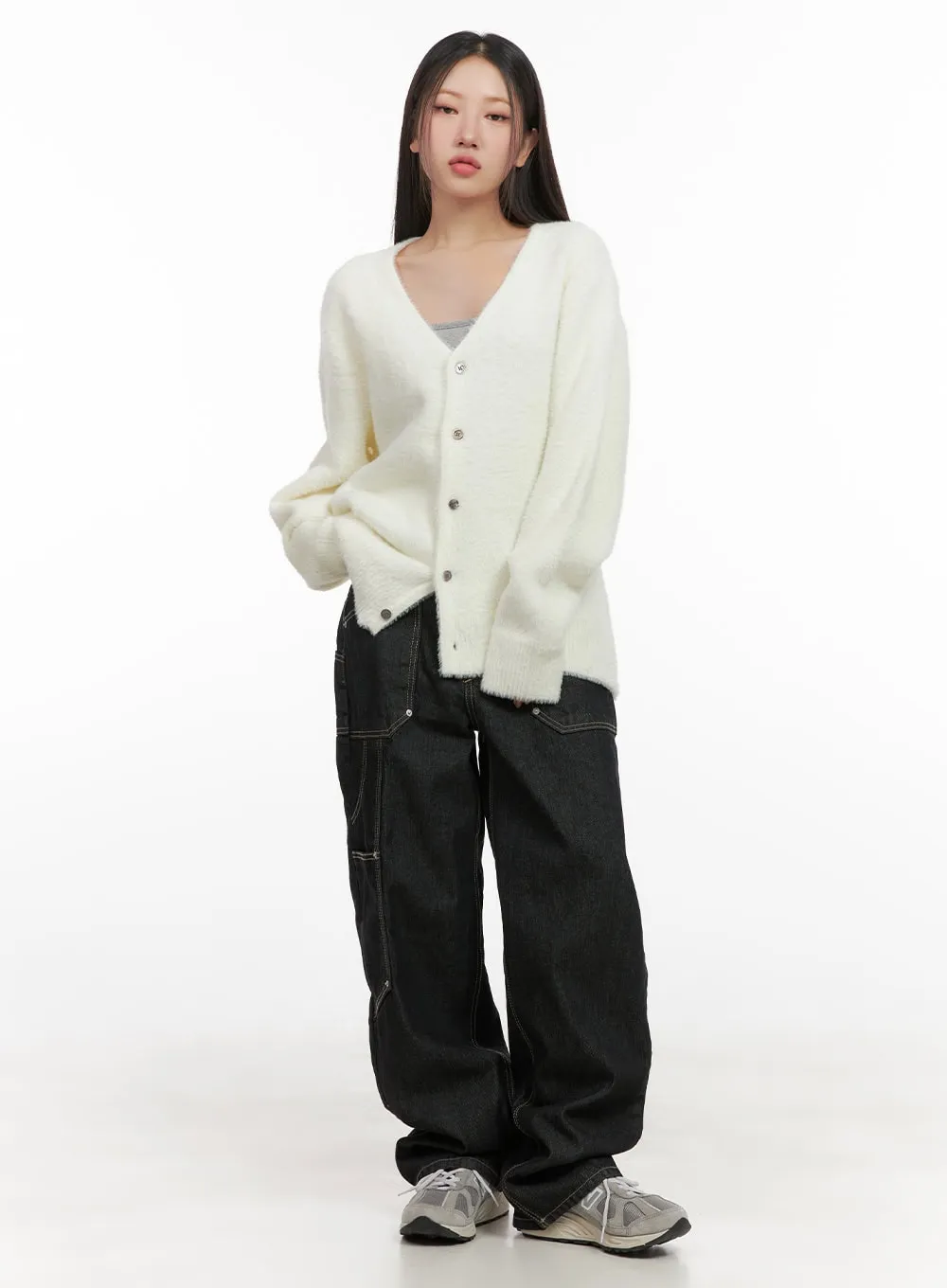 Oversized Solid Knit Cardigan CD411