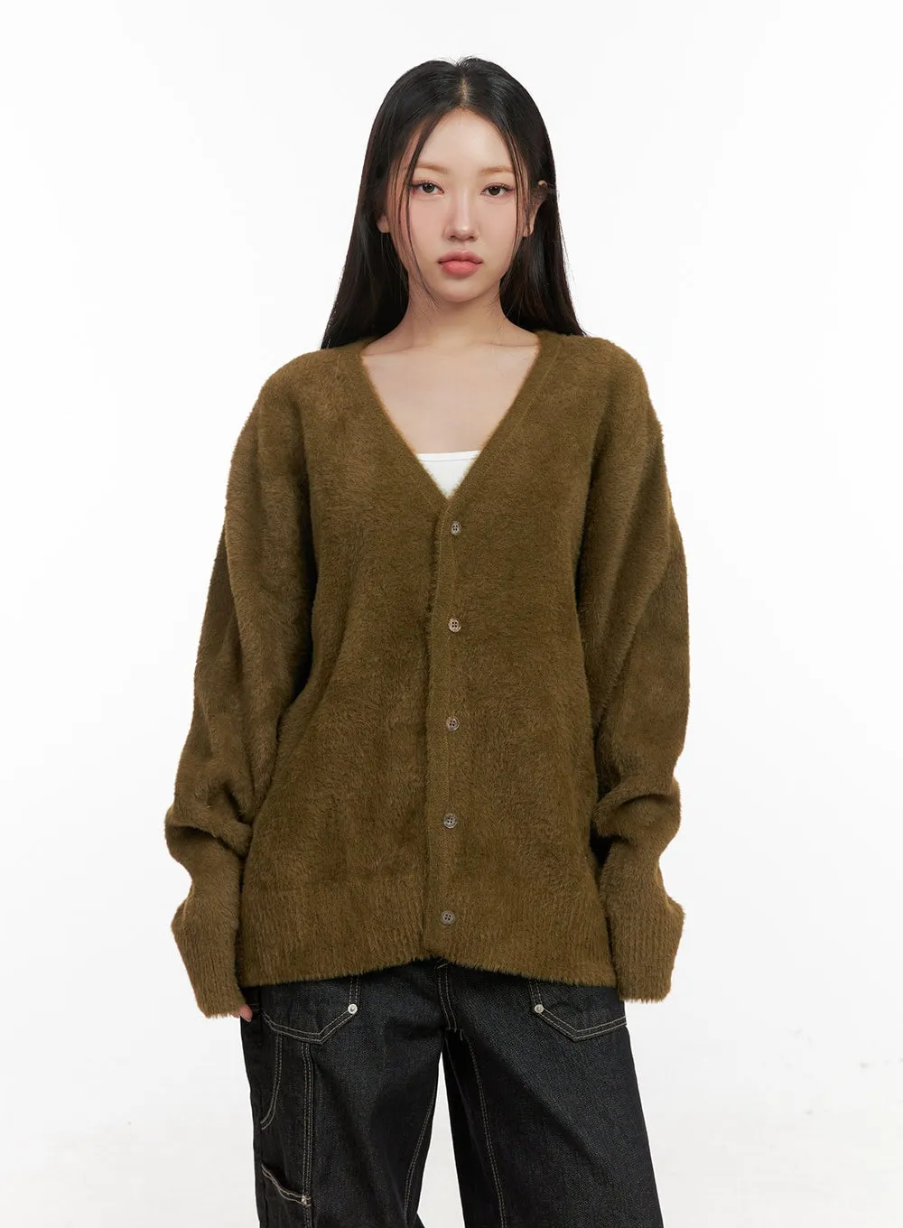 Oversized Solid Knit Cardigan CD411
