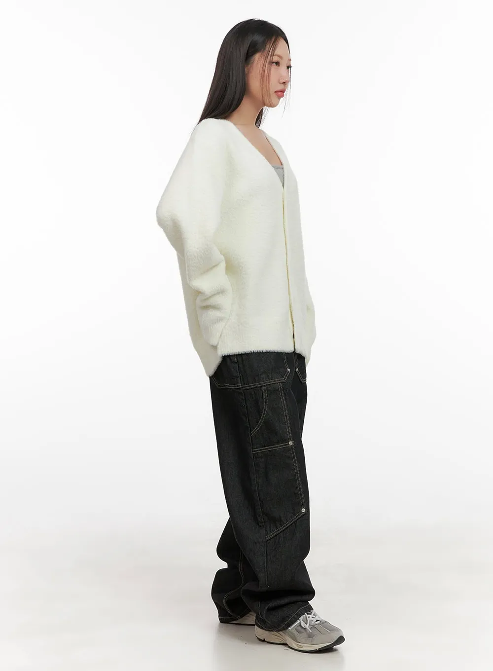 Oversized Solid Knit Cardigan CD411