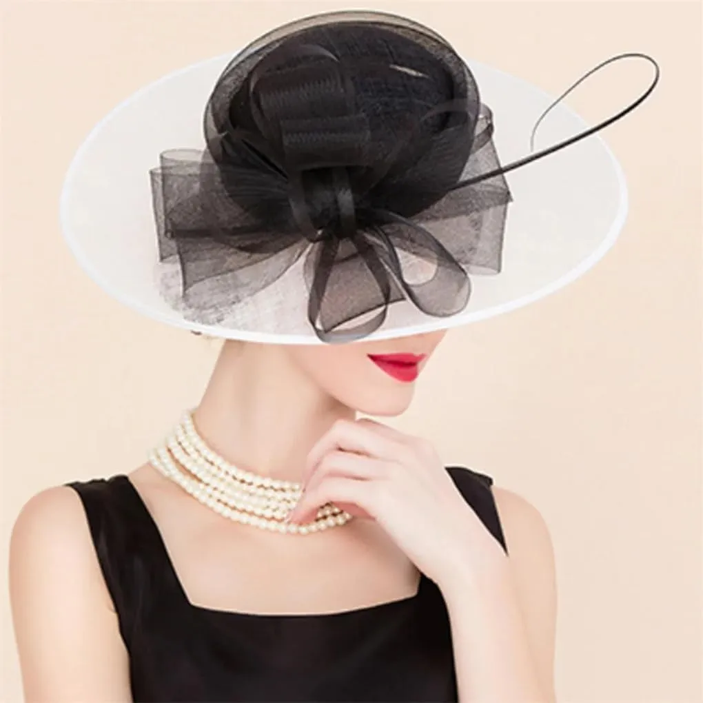 Patchwork Fascinator Hats for Wedding Church Hats with Bowknot Derby Hat Fedora Party Hat