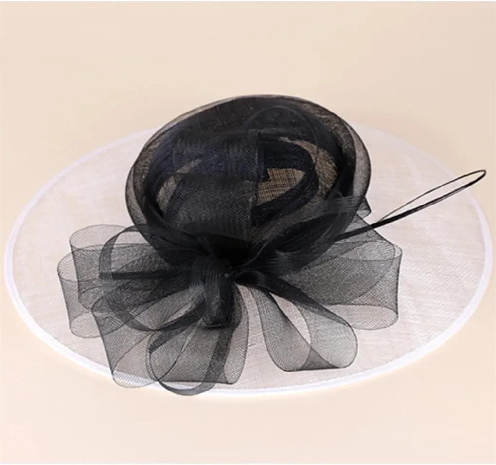 Patchwork Fascinator Hats for Wedding Church Hats with Bowknot Derby Hat Fedora Party Hat