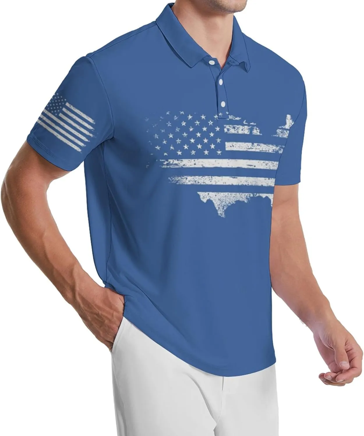 Polo Shirts for Men Moisture Wicking Mens Polo Shirts Patriotic Shirts for Men