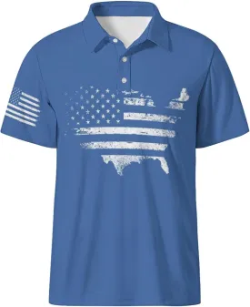 Polo Shirts for Men Moisture Wicking Mens Polo Shirts Patriotic Shirts for Men