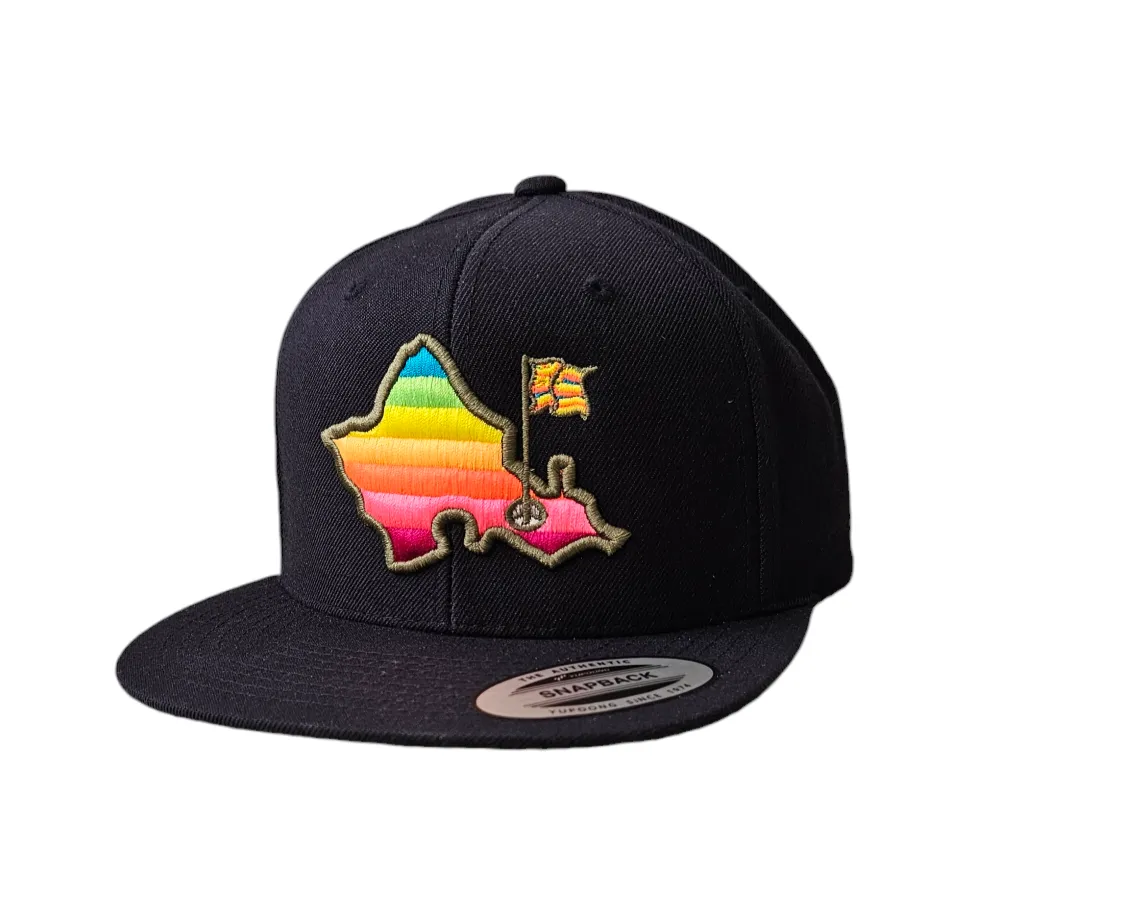 "Shave Ice Island 6 Panel" - 6 Panel Flat Bill - NAVY - Shave Ice Ombre Logo