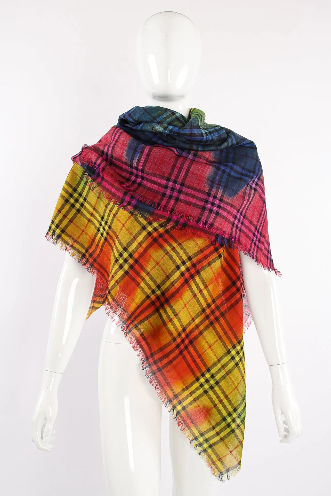 Rainbow Tie Dye Plaid Scarf