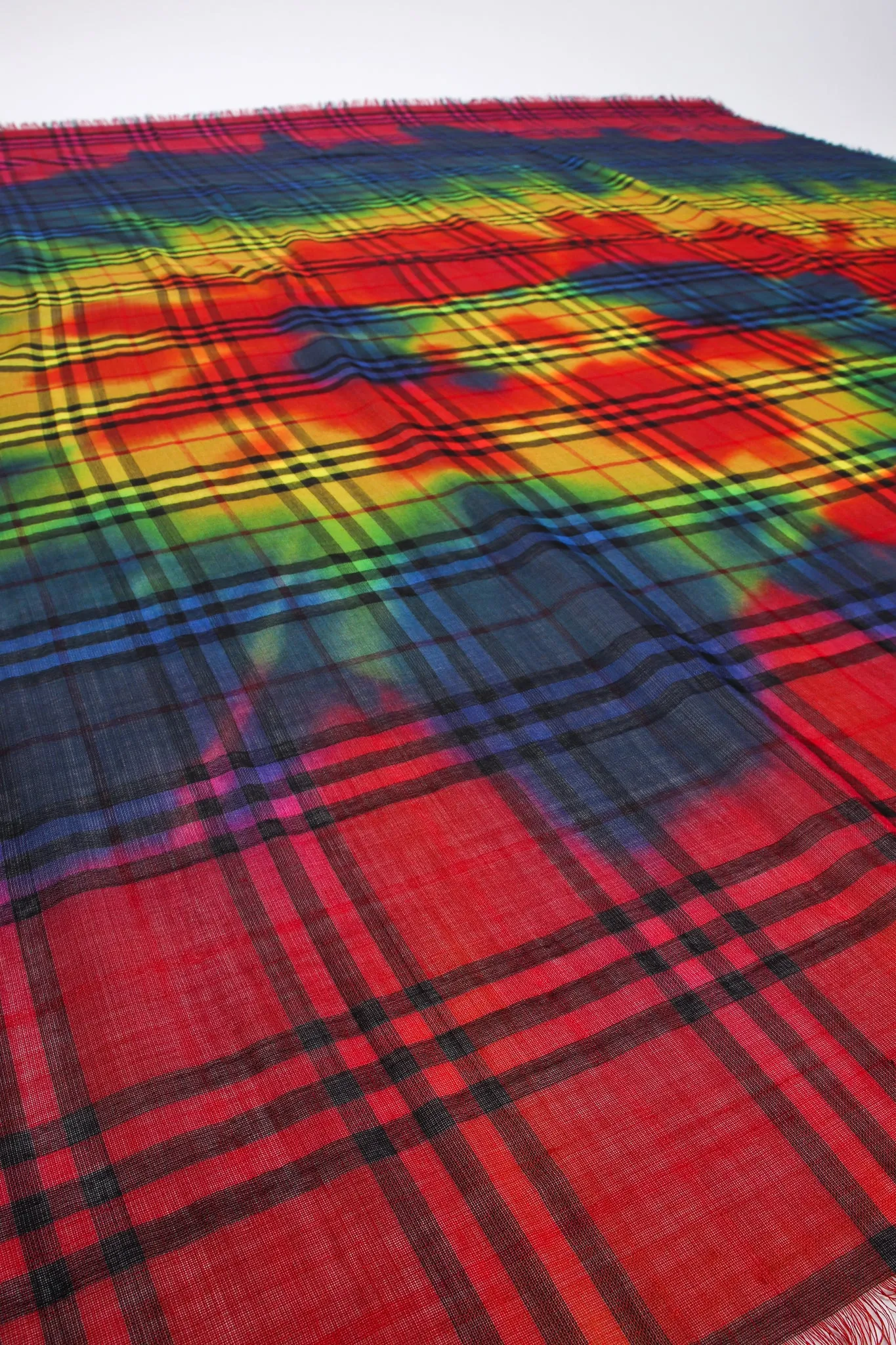 Rainbow Tie Dye Plaid Scarf