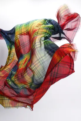 Rainbow Tie Dye Plaid Scarf