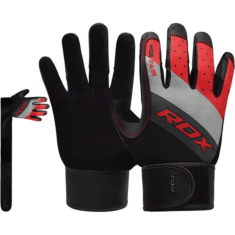RDX F41 Full Finger Long Wrist Support Strap Heavy Weight Lifting Gym Gloves