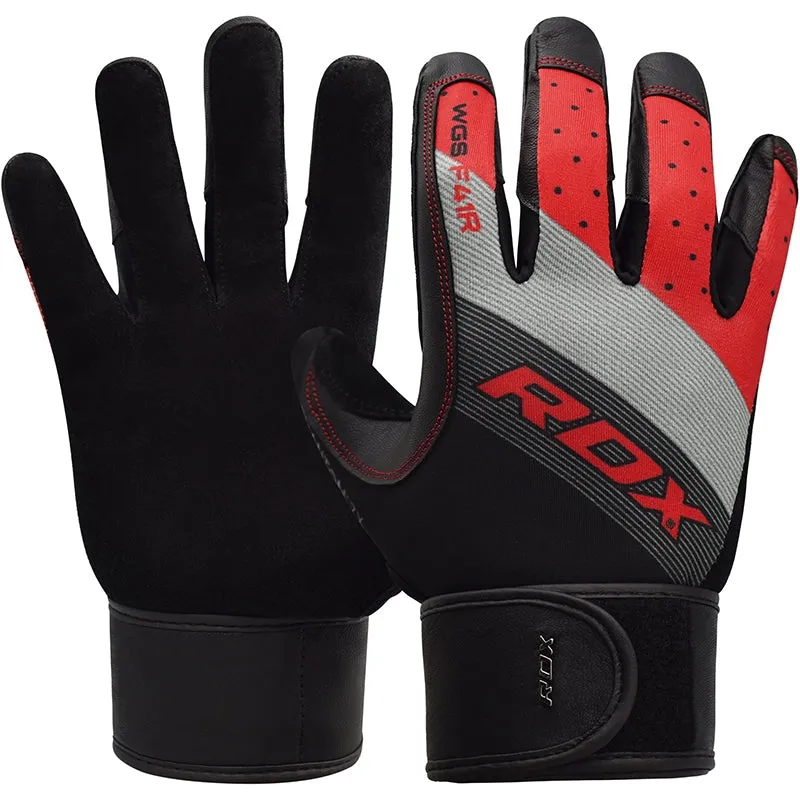 RDX F41 Full Finger Long Wrist Support Strap Heavy Weight Lifting Gym Gloves