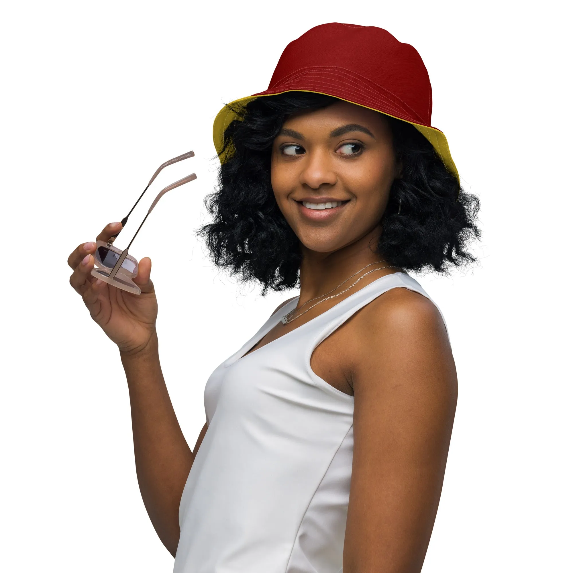 Red and Yellow Reversible unisex bucket hat, Beach Hat, Cruising Hat, boating Hat, Summer Hat