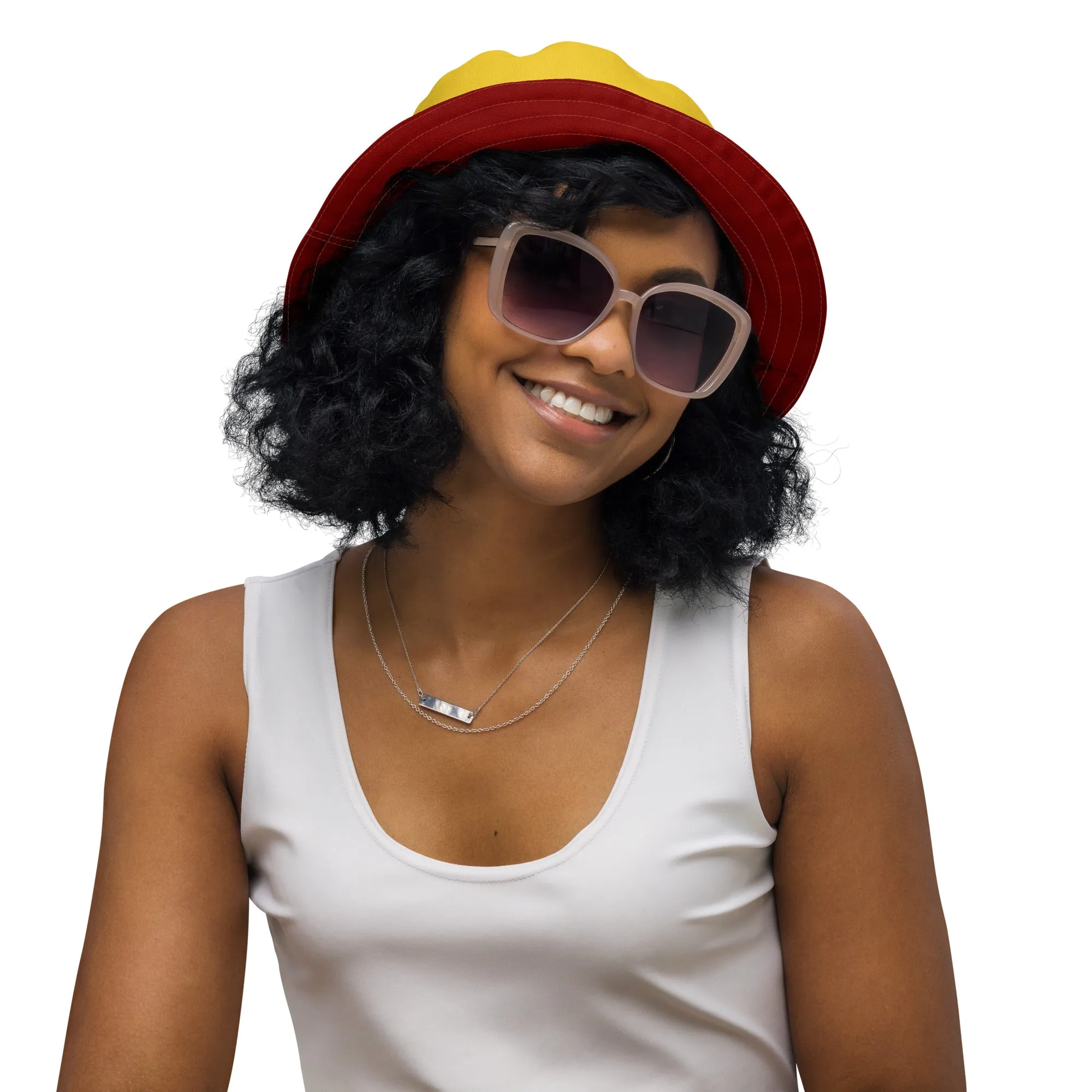 Red and Yellow Reversible unisex bucket hat, Beach Hat, Cruising Hat, boating Hat, Summer Hat