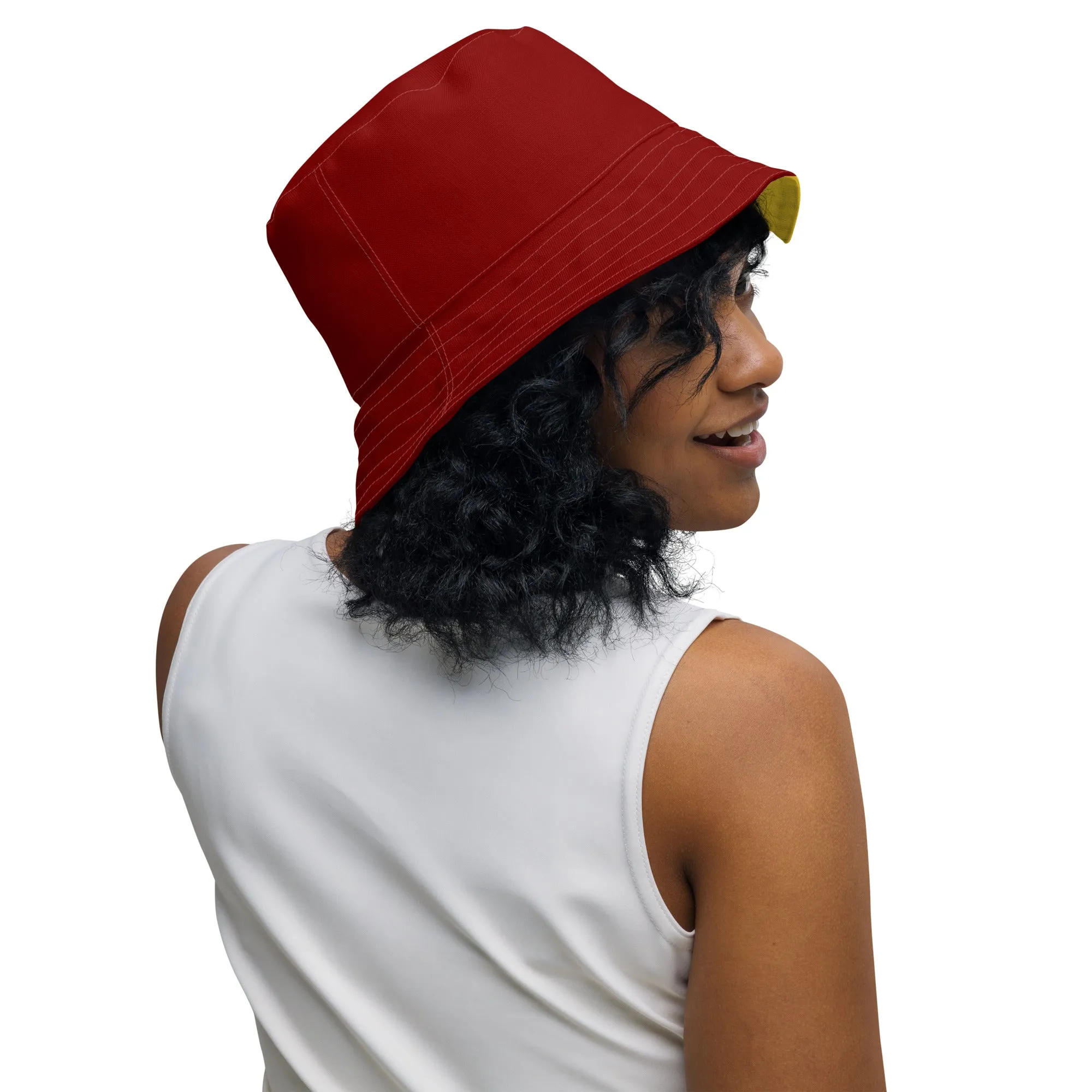 Red and Yellow Reversible unisex bucket hat, Beach Hat, Cruising Hat, boating Hat, Summer Hat
