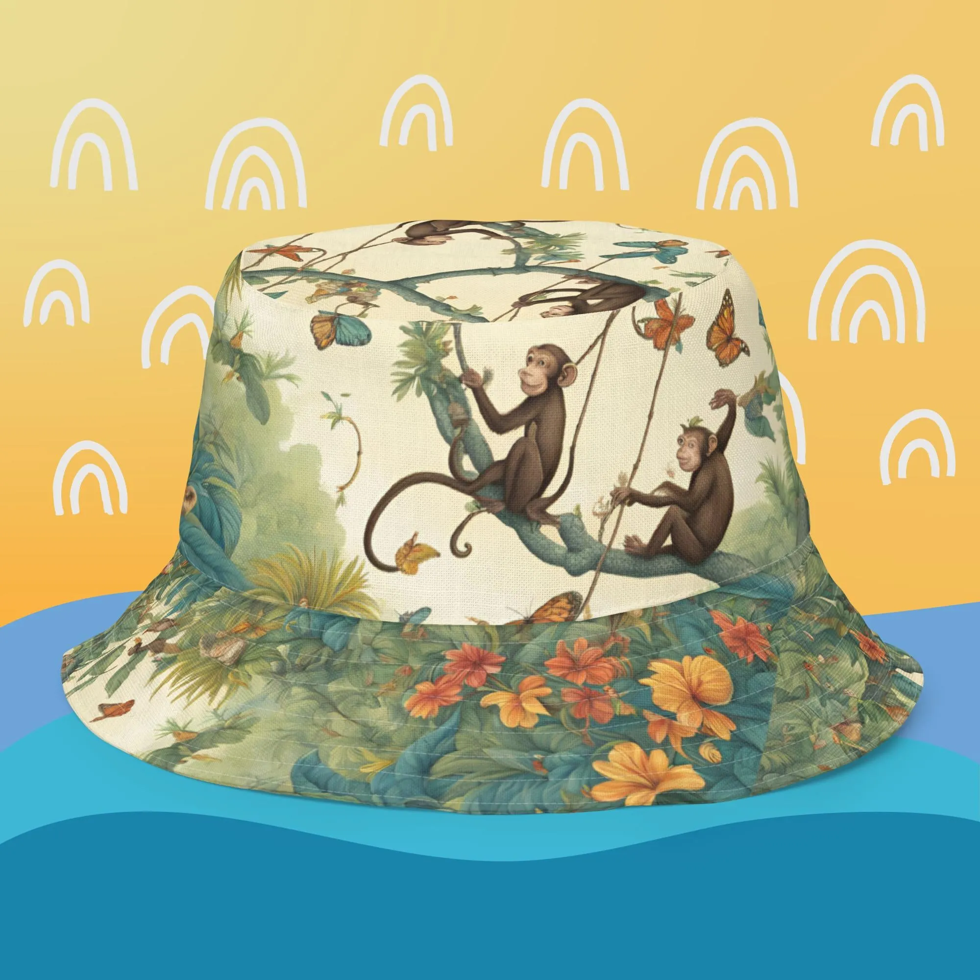 Reversible bucket hat Monkeys Around