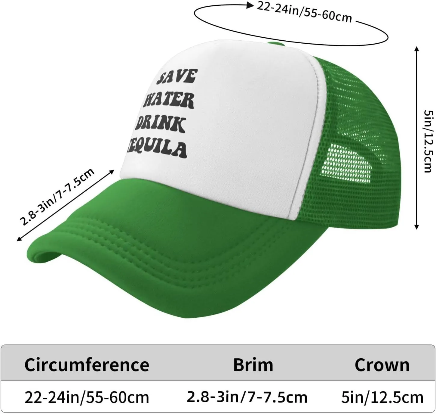 Save Water Drink Tequila Hat Funny Baseball Caps Adult Mesh Trucker Hats Adjustable Sport Cap Men Women Black