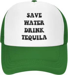 Save Water Drink Tequila Hat Funny Baseball Caps Adult Mesh Trucker Hats Adjustable Sport Cap Men Women Black