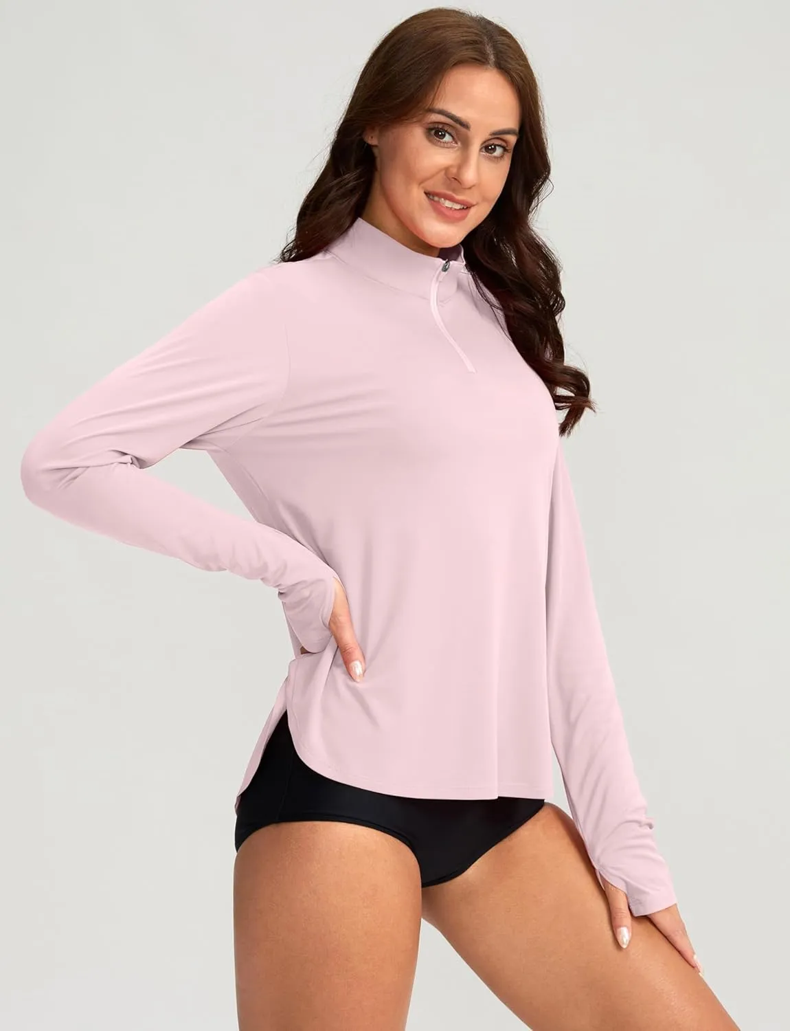Soothfeel Women's UPF 50  Shirts Long Sleeve 1/4 Zip Pullover UV Sun Protection Golf Shirt Workout Athletic Tops for Women
