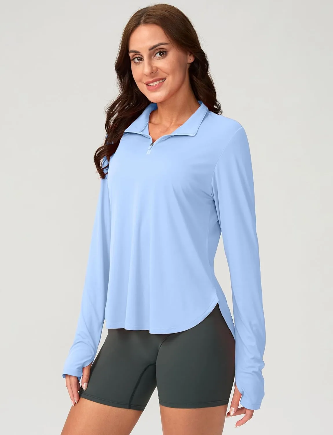 Soothfeel Women's UPF 50  Shirts Long Sleeve 1/4 Zip Pullover UV Sun Protection Golf Shirt Workout Athletic Tops for Women