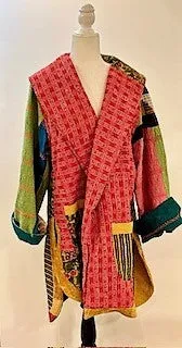 Spring Drifter Coat: Kantha Comfortable and Warm (Patchwork)