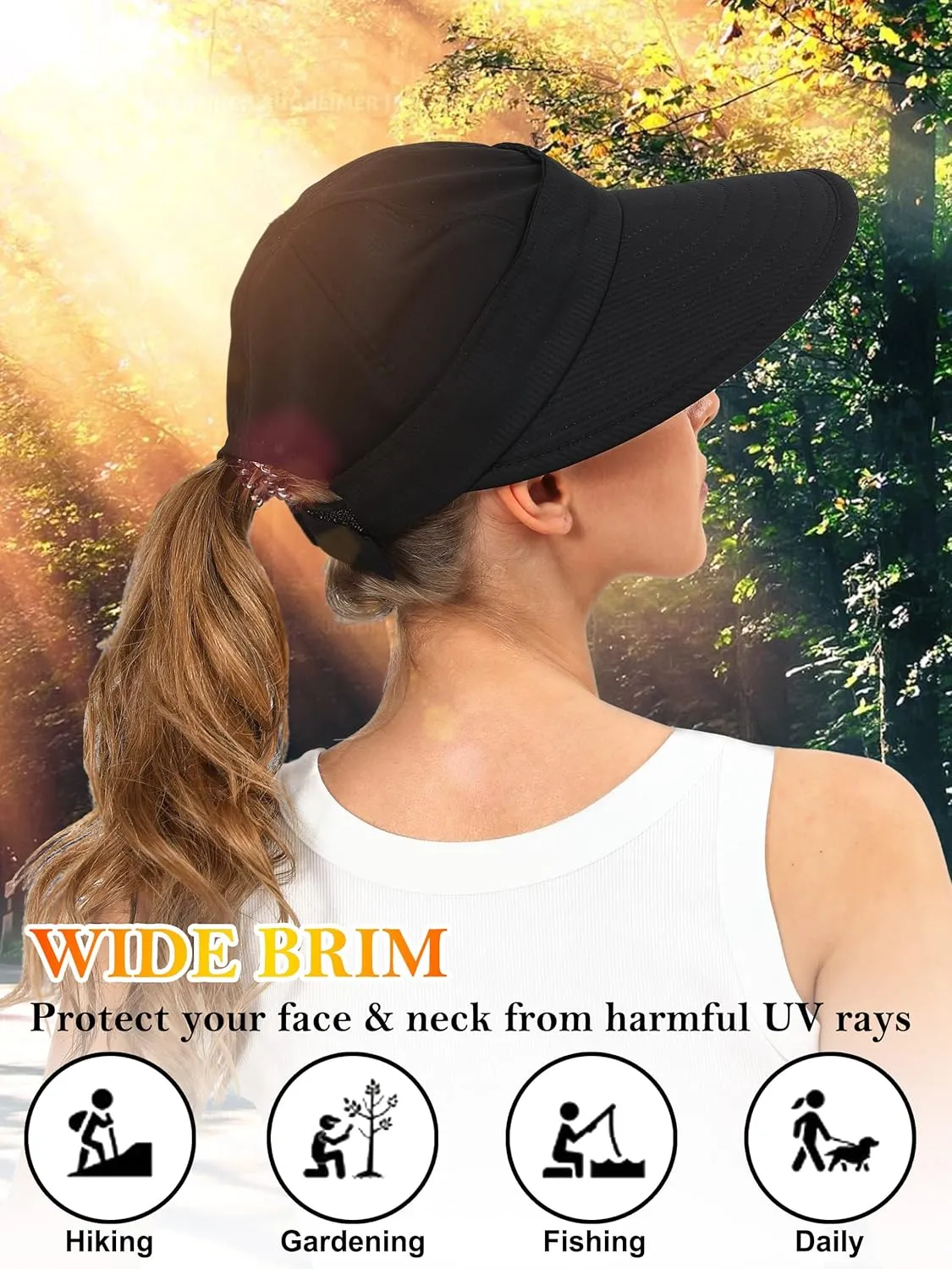 Sun Hats for Womens Wide Brim Visor UV Protection Dual Purpose Hat for Beach Summer Packable Cap