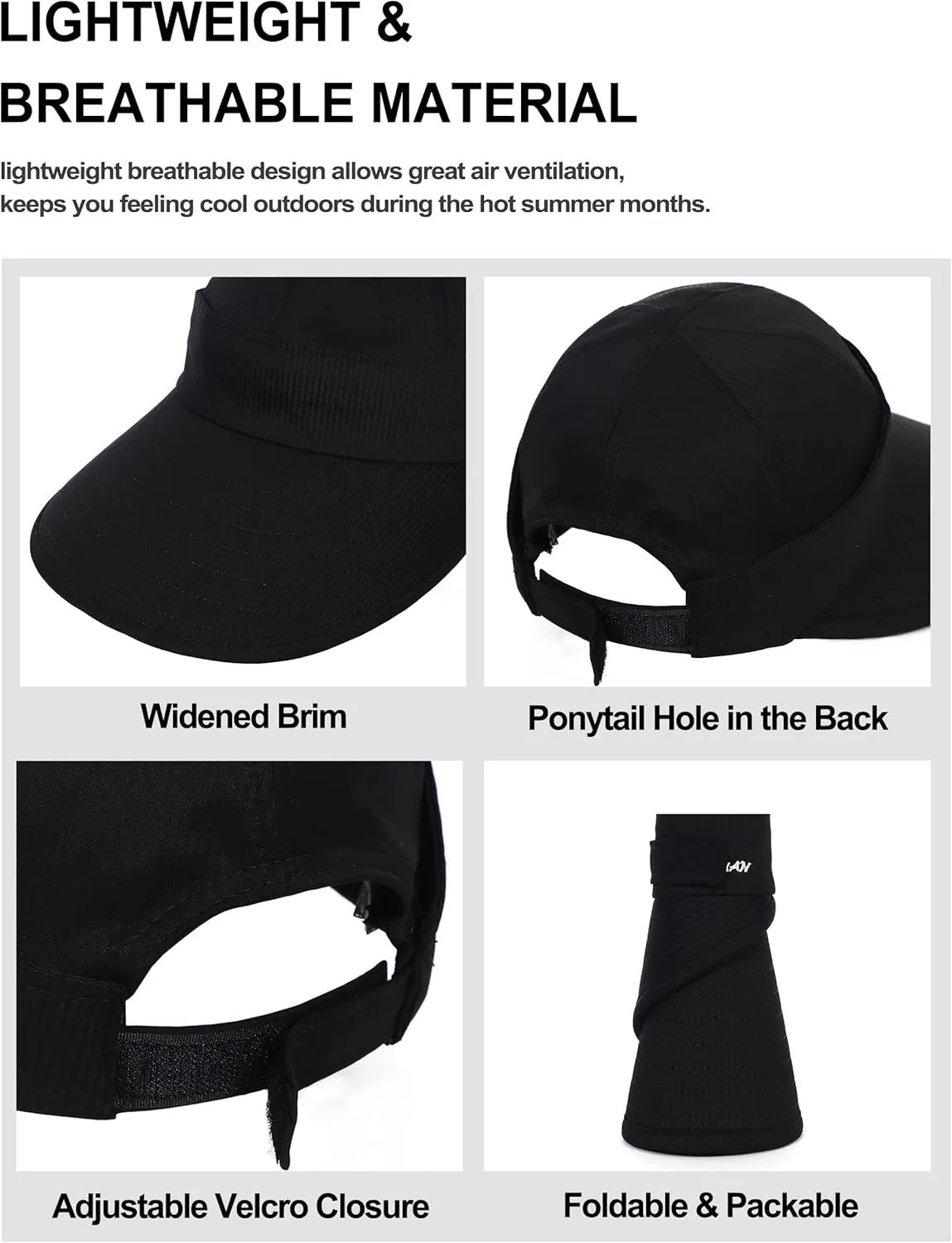 Sun Hats for Womens Wide Brim Visor UV Protection Dual Purpose Hat for Beach Summer Packable Cap