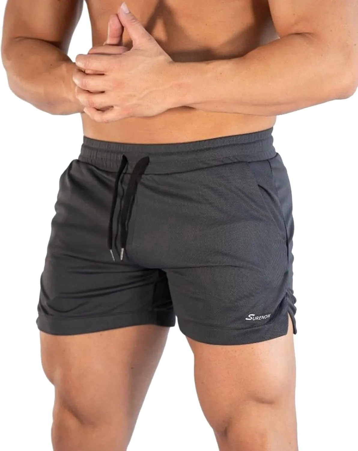 Surenow Mens Running Gym Shorts 3 Inch Breathable Lightweight Athletic Sport Shorts Training Workout Shorts with Pockets