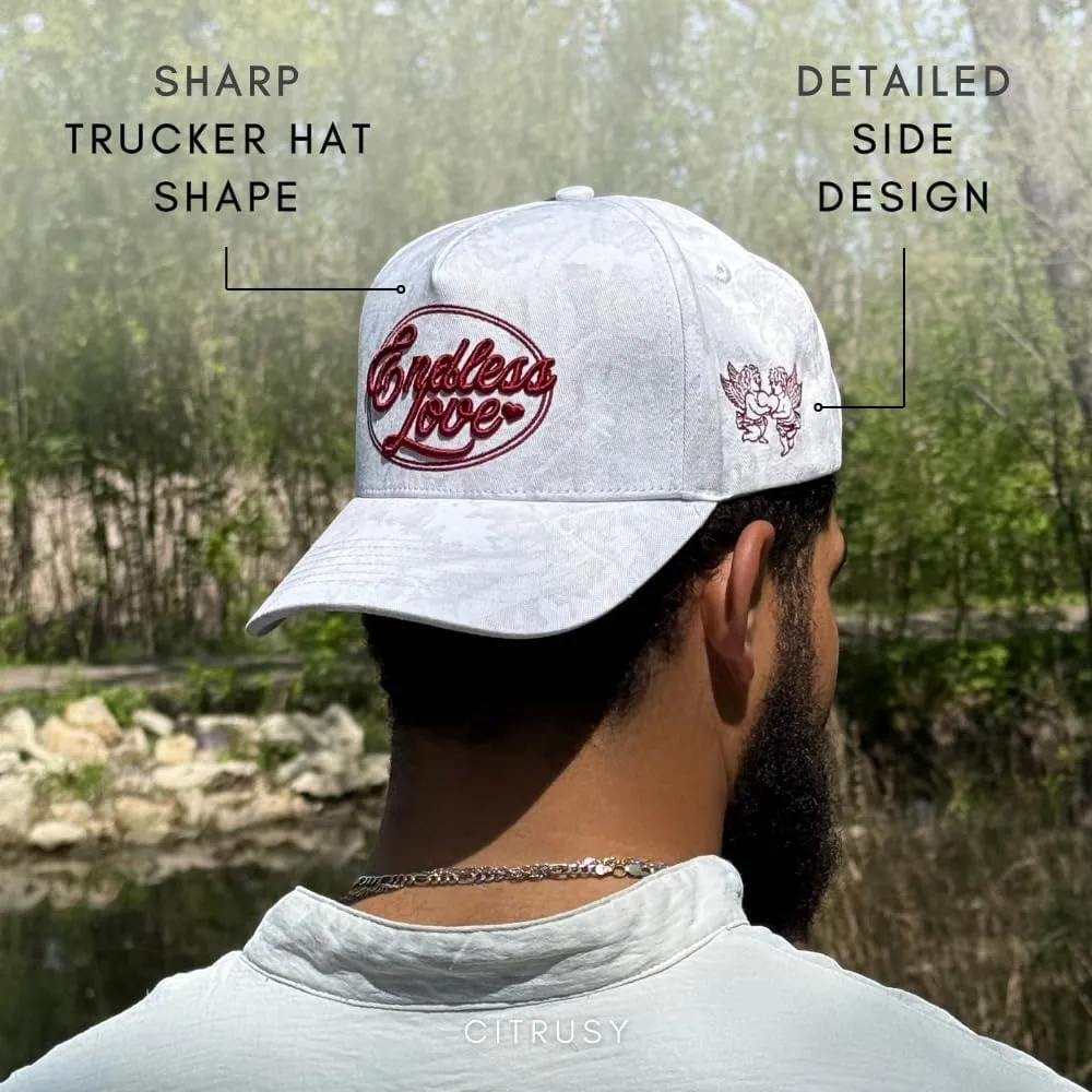 Vintage Fashion Trucker Hat | Men & Women | Trendy Cute Retro Red Caps for Country & Western | Camo Fur Cotton | Snapback