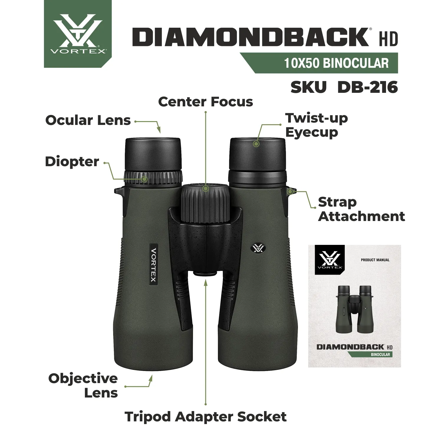 Vortex Optics Diamondback HD 10x50 Binocular (DB-216)