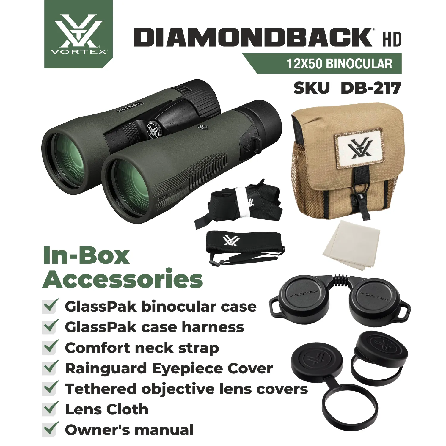 Vortex Optics Diamondback HD 12x50 Binocular (DB-217)
