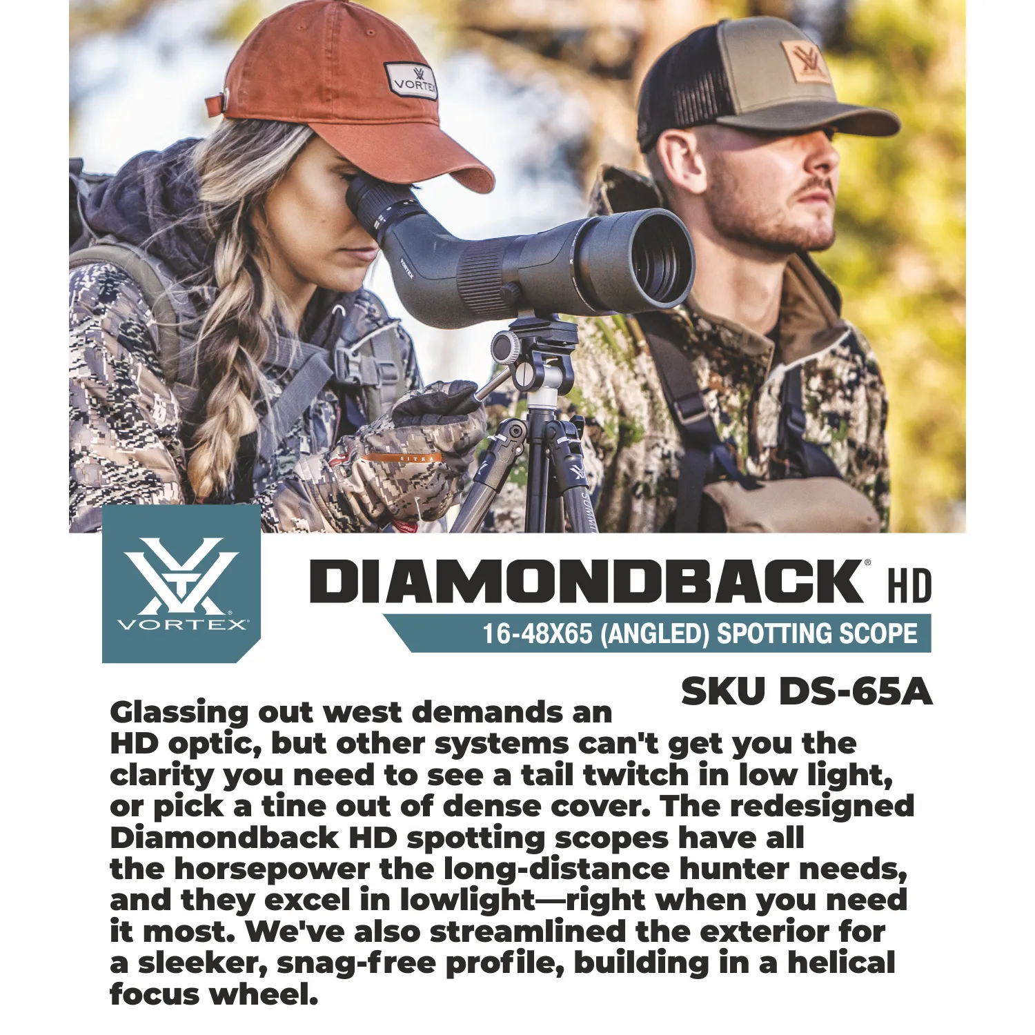 Vortex Optics Diamondback HD Spotting Scope 16-48x65 Angled (DS-65A)