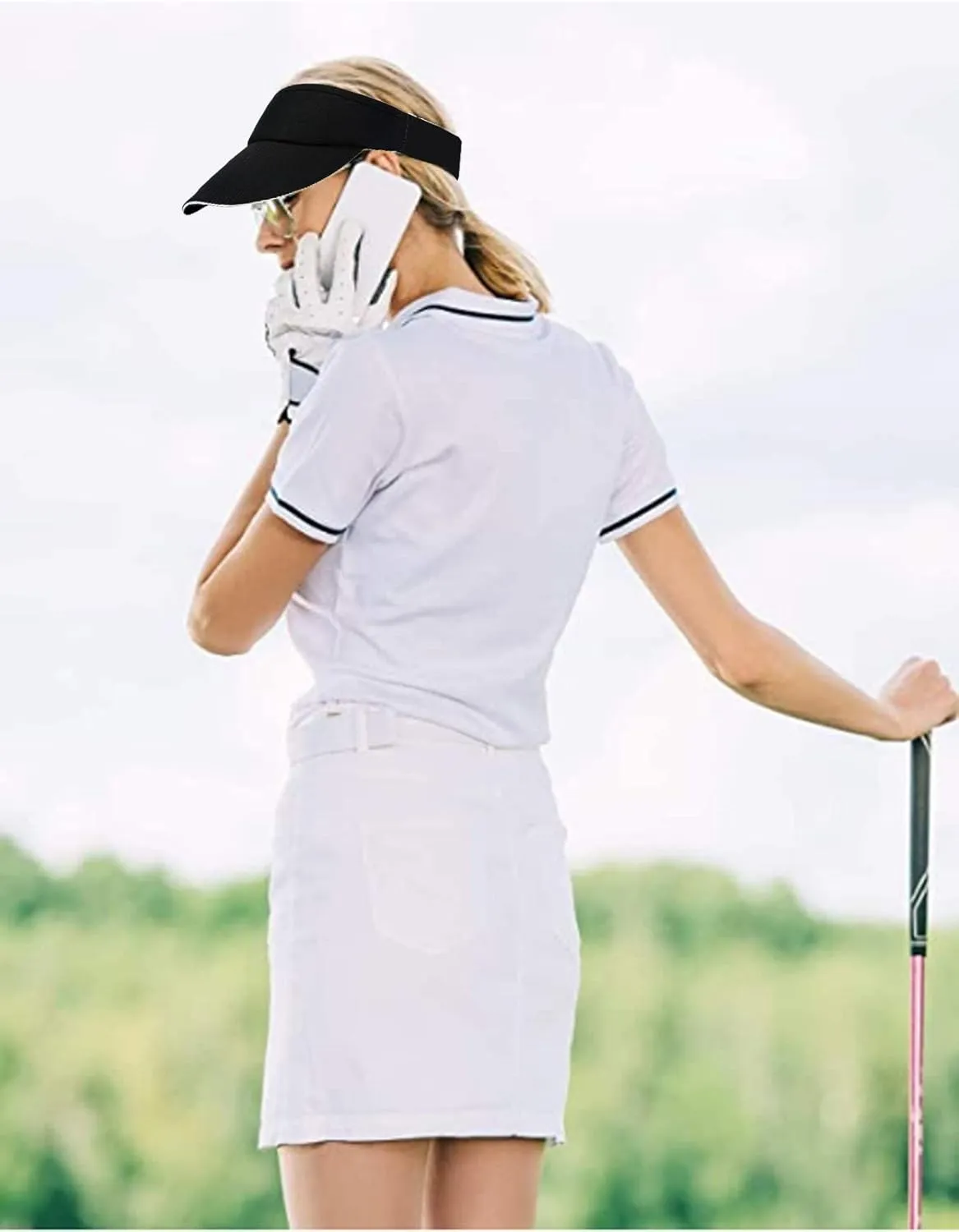 VOVCIG Adjustable Empty Top Sun Hat White Visors for Women Beach Sports Sun Hat Men Women Sun Sports Visor Hat