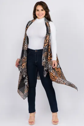 VP-95B4P multi animal patchwork design vest plus size