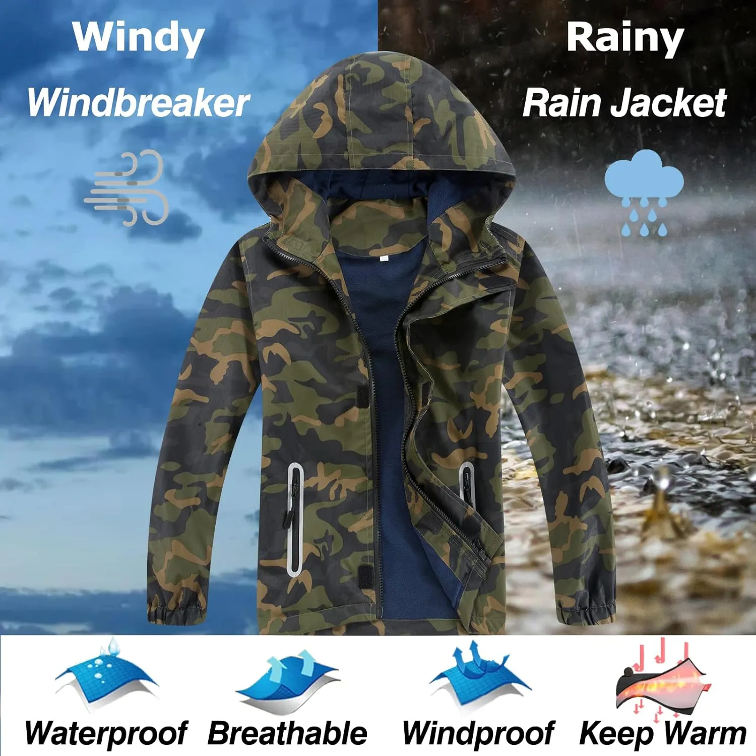 Waterproof Kids Rain Jackets With Hood,Lightweight Toddler Raincoat For Boys Girls??Kids Clothes Windbreaker Jacket