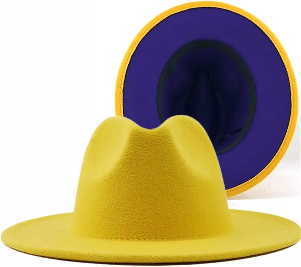 Women Bottom Patchwork Felt Jazz Hat Flat Brim Panama Party Cap Fau WooFedora Hats