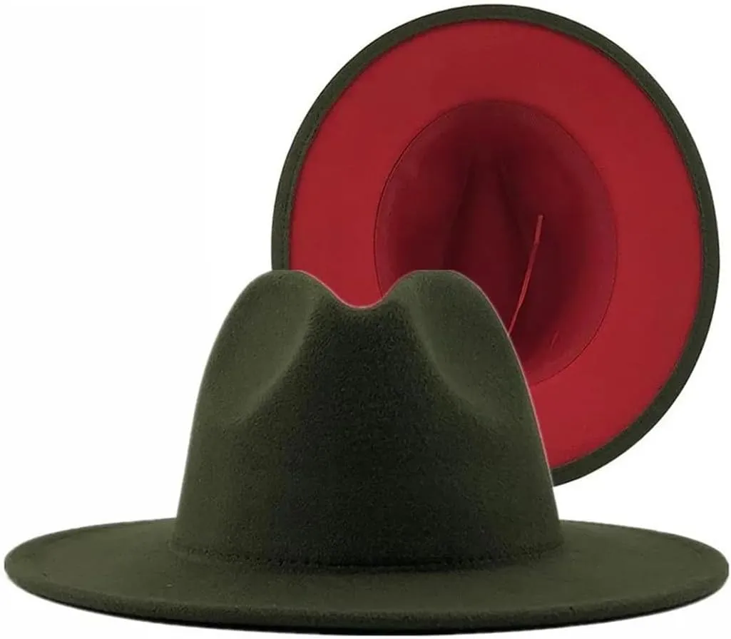 Women Bottom Patchwork Felt Jazz Hat Flat Brim Panama Party Cap Fau WooFedora Hats