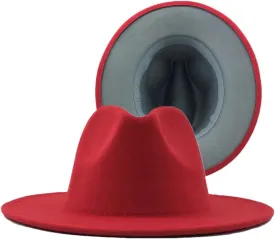 Women Bottom Patchwork Felt Jazz Hat Flat Brim Panama Party Cap Fau WooFedora Hats