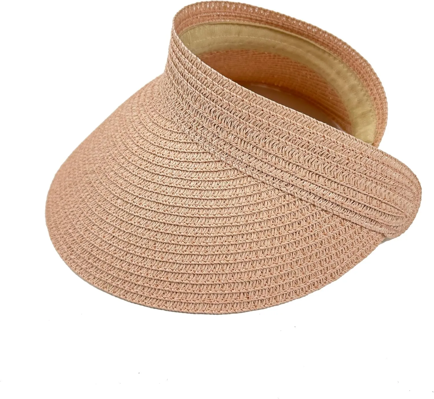Women Foldable Sun Visor Hat Adjustable Straw Ponytail Summer Beach Cap UV Protection