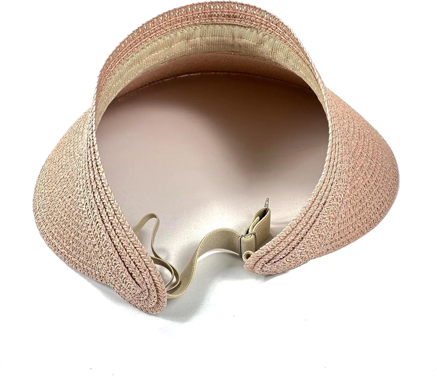 Women Foldable Sun Visor Hat Adjustable Straw Ponytail Summer Beach Cap UV Protection