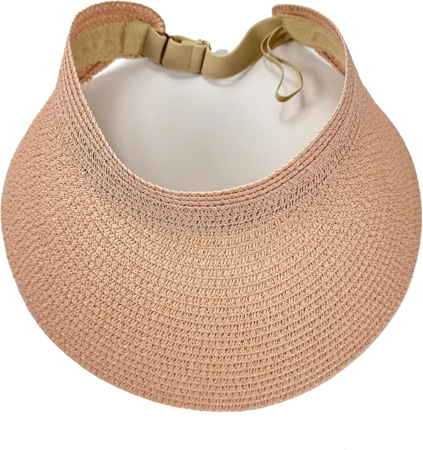 Women Foldable Sun Visor Hat Adjustable Straw Ponytail Summer Beach Cap UV Protection