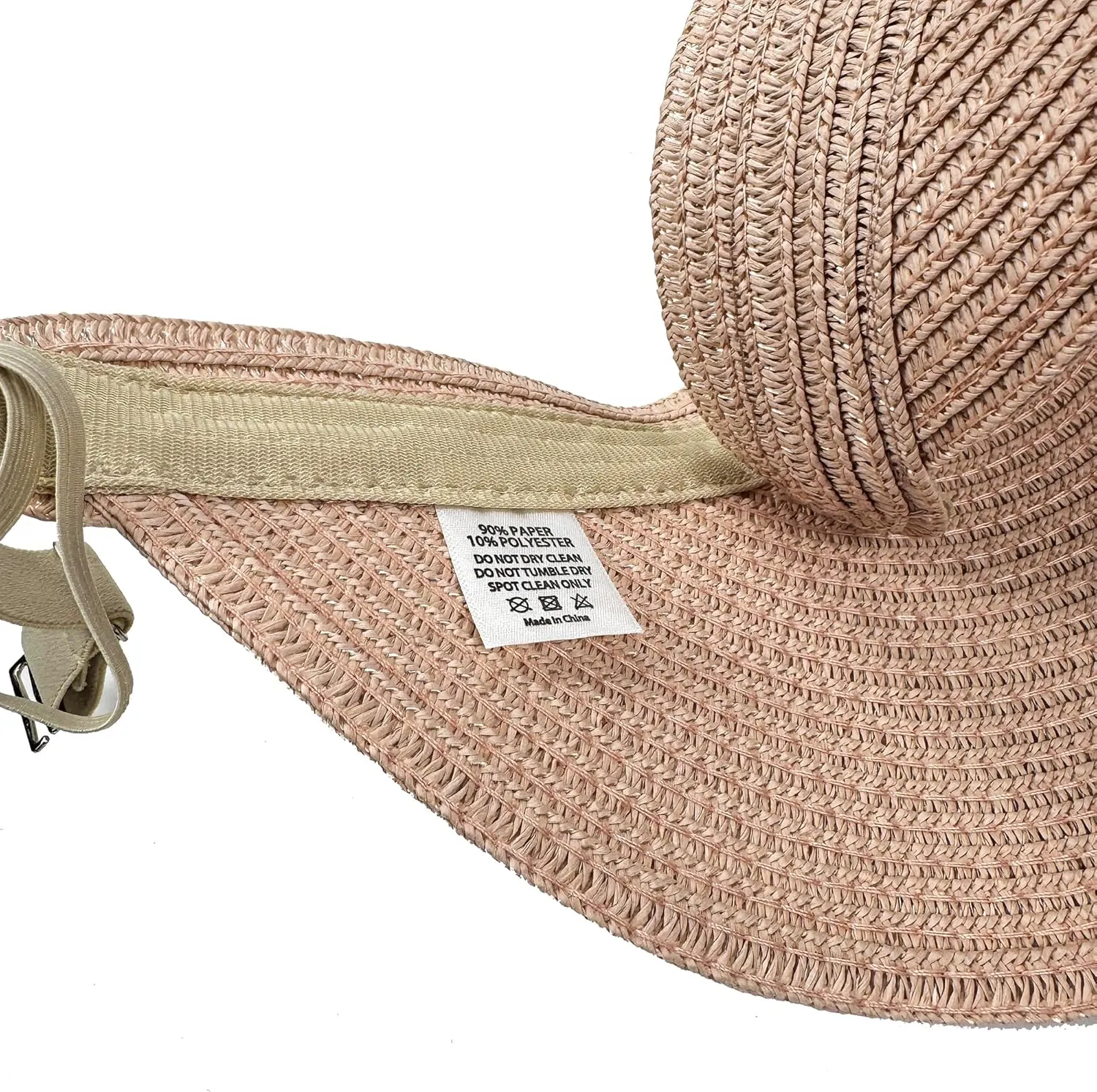 Women Foldable Sun Visor Hat Adjustable Straw Ponytail Summer Beach Cap UV Protection