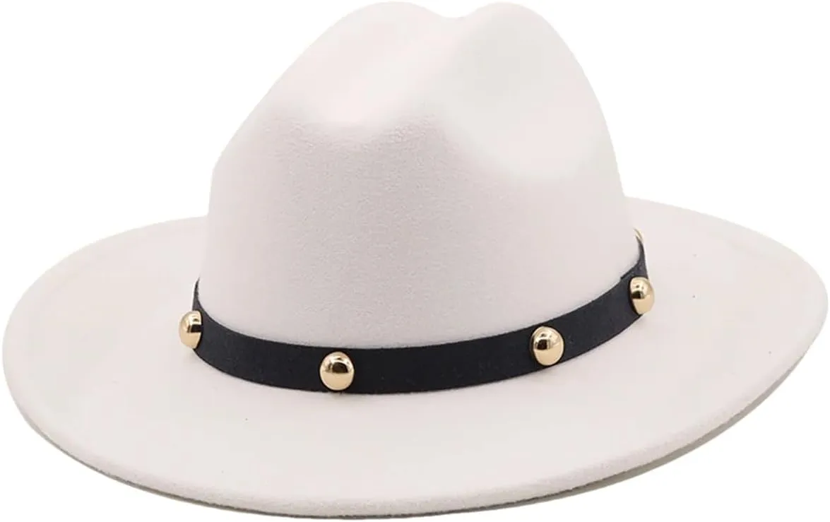 Women Men Winter Woolen Fedoras Hat Top Jazz Hat Round Caps Bowler Hats White