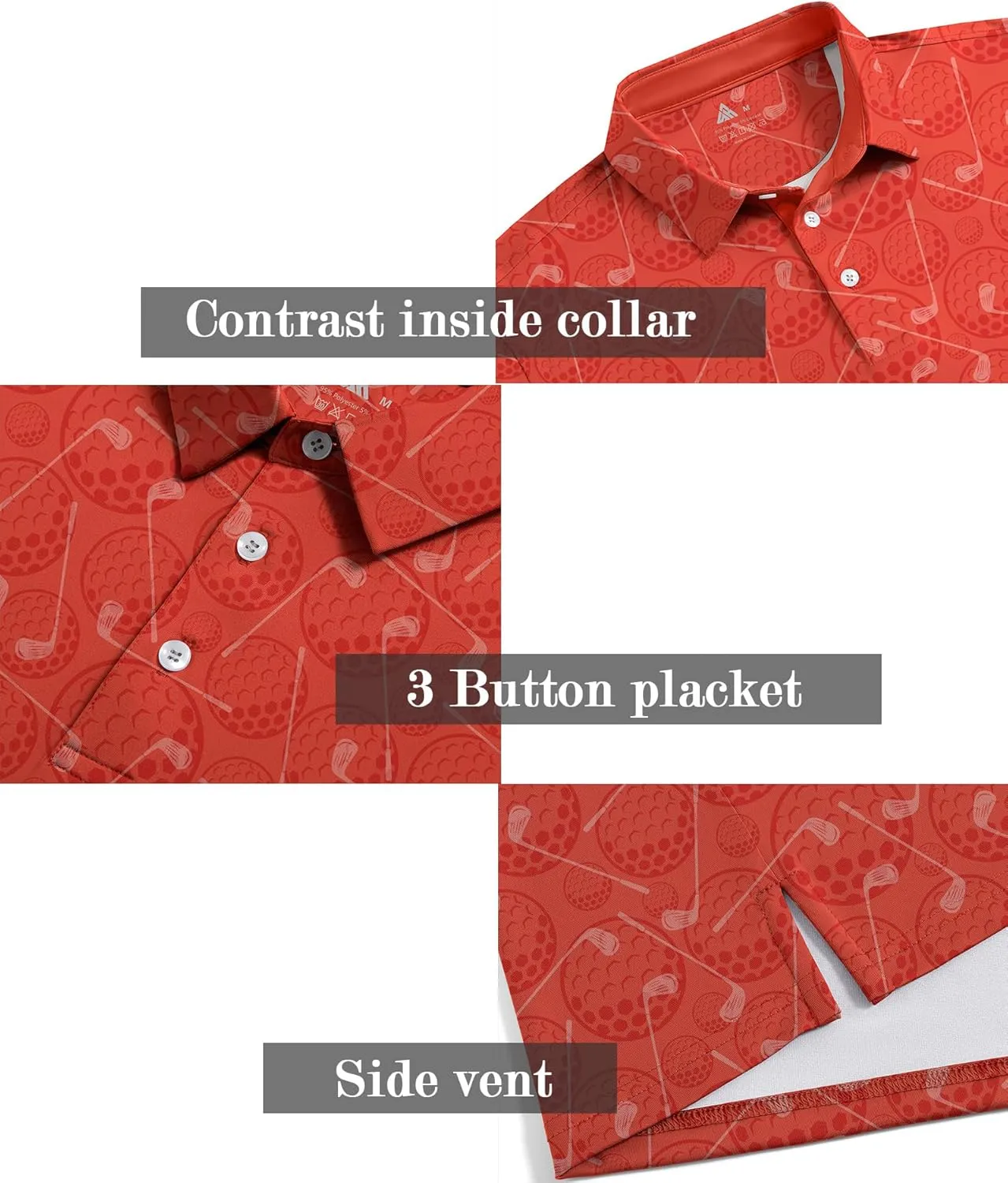 ZITY Men's Golf Shirts Short Sleeve Moisture Wicking Performance Print Patterns Casual Collared Golf Polo Shirt for Men